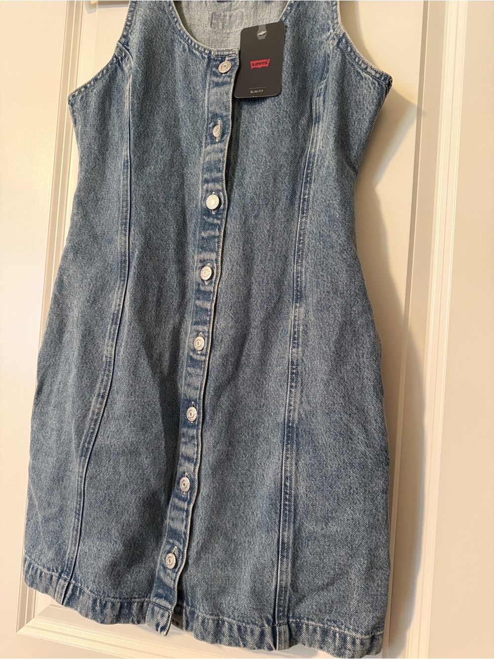 Brand New Levi's Tuli Denim Women Mini Dress, S 100% Cotton, Pockets, Slim Fit - Picture 5 of 12